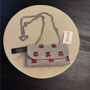 T.J.Maxx Silver Cherry Beaded Clutch